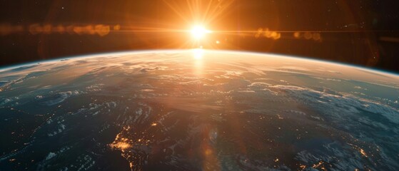 Majestic sunrise over Earth seen from the vastness of space