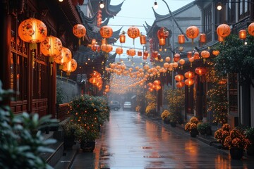 The Brightness of Chinese Jewelry and Lanterns: Oriental Harmony in the Streets of Cities