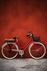 Fototapeta na wymiar Aesthetic charm of a vintage-style red bicycle presented in minimalist setting