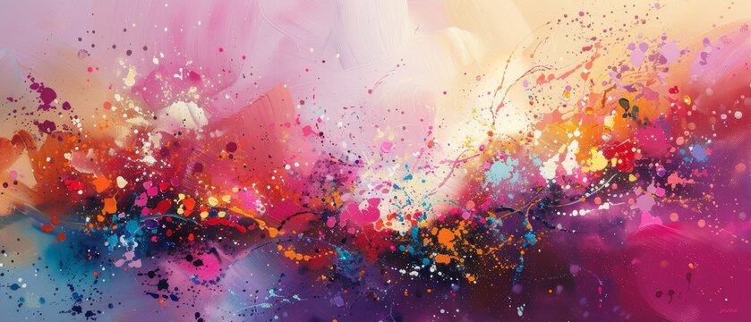 Dynamic abstract paint splatter artwork with vibrant colors