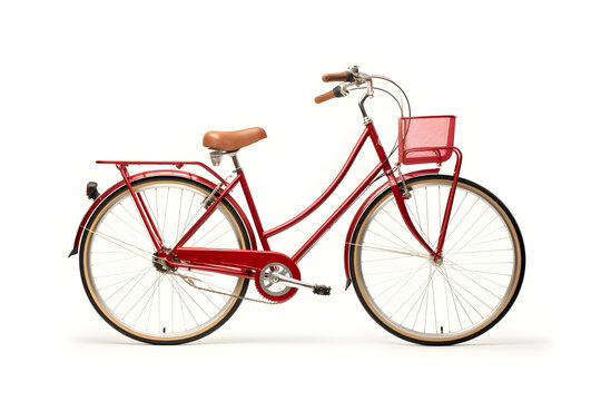 Aesthetic charm of a vintage-style red bicycle presented in minimalist setting