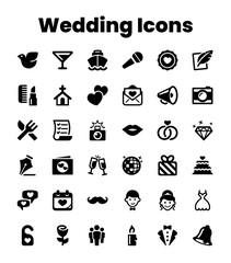 Obraz premium Set Black Solid Wedding Icons