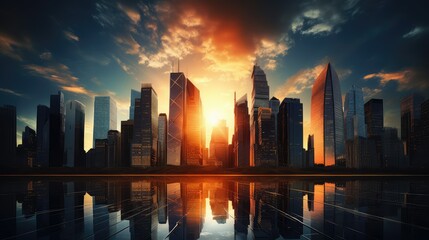 Fototapeta premium highrise cityscape skyscraper building