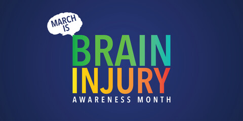 Brain injury awareness month concept with low poly brain. Wireframe low poly style. Abstract modern vector illustration on dark blue background.