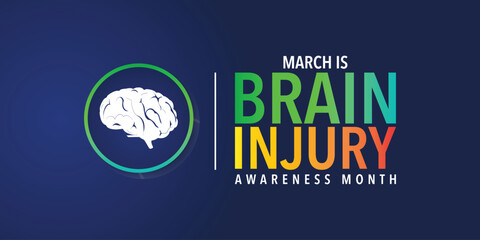 Brain injury awareness month concept with low poly brain. Wireframe low poly style. Abstract modern vector illustration on dark blue background.