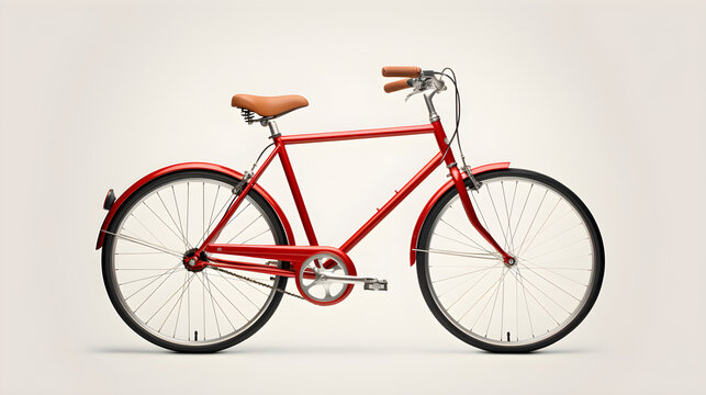 Aesthetic charm of a vintage-style red bicycle presented in minimalist setting