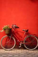 Fototapeta na wymiar Aesthetic charm of a vintage-style red bicycle presented in minimalist setting