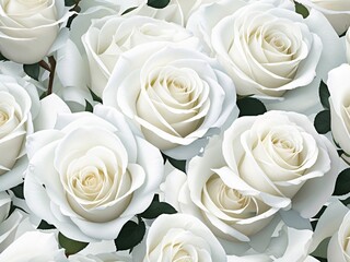 White roses flower bouquet close up. Wedding background with gentle roses.