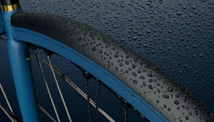 Keuken foto achterwand Helix Bridge some water raindrops on a blue carbon frame of a bicycle