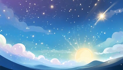background with space dreamlike sky view anime wallpaper with beautiful flares and star falls