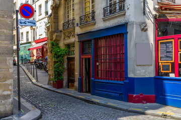 Cozy street in Paris, France. Architecture and landmark of Paris. Cozy Paris cityscape. - 751836677