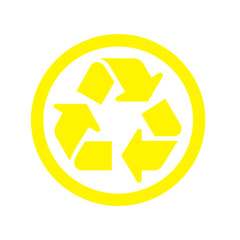 símbolo de reciclaje amarillo sobre fondo blanco