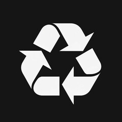símbolo de reciclaje blanco sobre fondo negro
