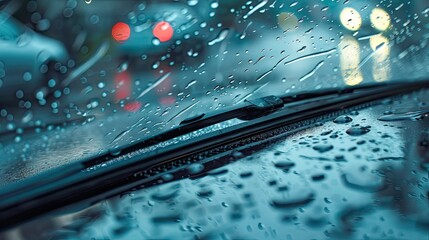 car windshield wipers rain - obrazy, fototapety, plakaty