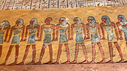 Ancient mural inside the tomb KV2 Ramses IV in the Valley of The Kings Luxor Egypt © marcelinopozo