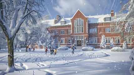 Fototapeta premium learning school snow