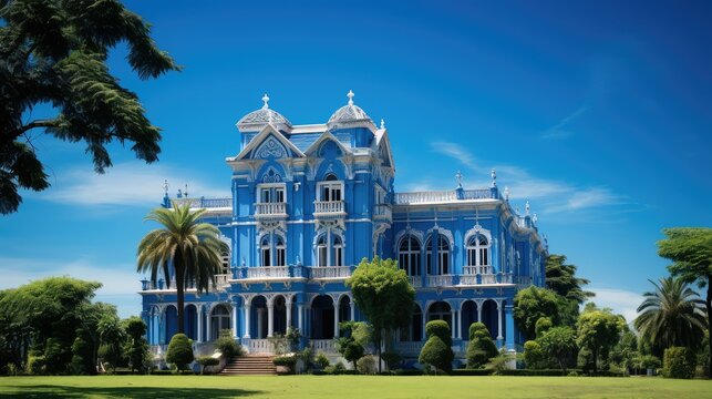 estate blue mansion building