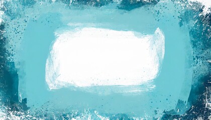 blue background with abstract texture grunge color splash on borders with white center design in...