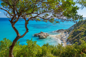 Fototapeta na wymiar Beautiful Xigia beach on Zakynthos island, Ionian sea, Greece