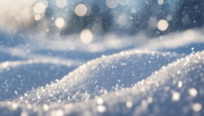 texture of light fresh snow natural background of winter with blue snow