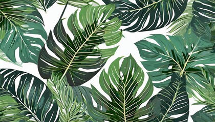 tropical plant leaves background pattern