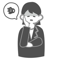 ほおに手を当てて困り果てる女性会社員