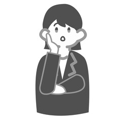 ほおに手を当てて驚く女性会社員