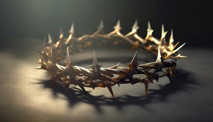 wreath of thorns with king crown shadow royalty symbol of jesus