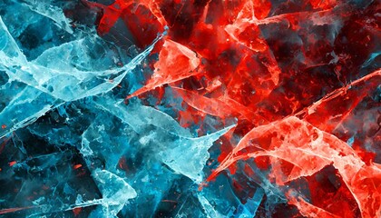 blue and red ice and fire background texture different kind of the elements fights each other two elements touch in the middle - obrazy, fototapety, plakaty