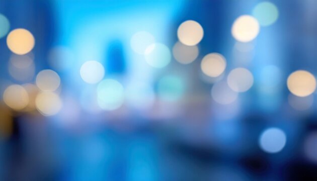 abstract blurred blue city lights background scene with soft bokeh art image defocused