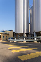 Brewery silos or tanks typically use for storing barley or fermented beer.
