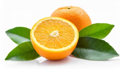 orange citrus fruit isolated on white or transparent background one cut half of orange fruit with...