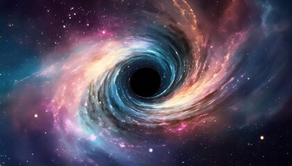 black hole wormhole vortex spiral nebula in deep space and cosmos part of the universe on abstract background - obrazy, fototapety, plakaty