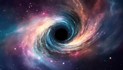 Fototapeten black hole wormhole vortex spiral nebula in deep space and cosmos part of the universe on abstract background © Deanne