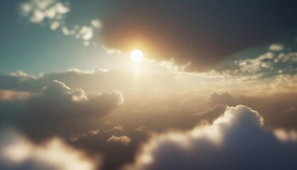 the sun with flare on the sky with cloud