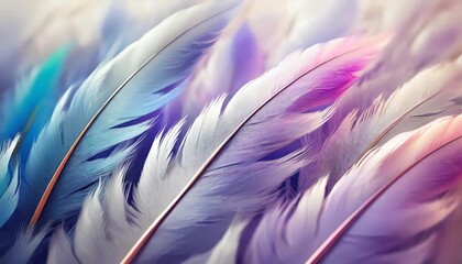 beautiful abstract purple and blue feathers on white background and soft white pink feather texture...