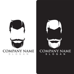 mustache and beard logo and symbol vector