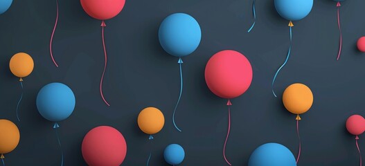 colorful balloons on a dark background Generative AI