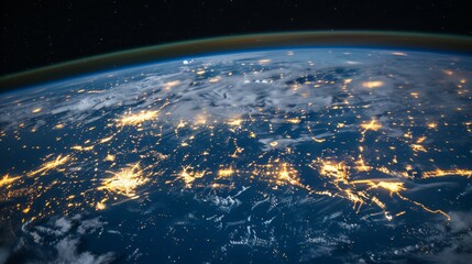 Earth Illuminated at Night From Space