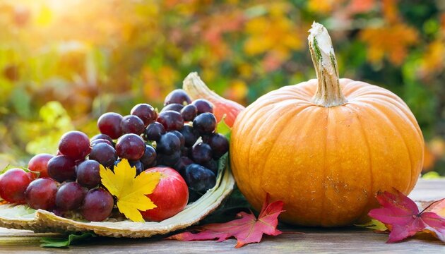 thanksgiving background in autumn fall harvest cornucopia season