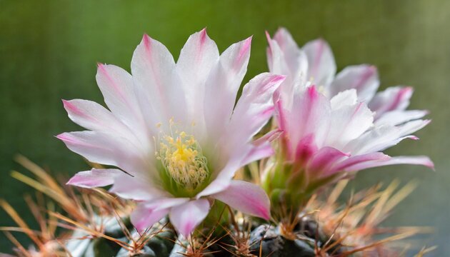 blooming light pink flower of rebutia carnival cactus