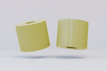 Floating Double Toilet paper roll mockup template 