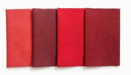 red fabric swatch samples isolated with clipping path for mockup
