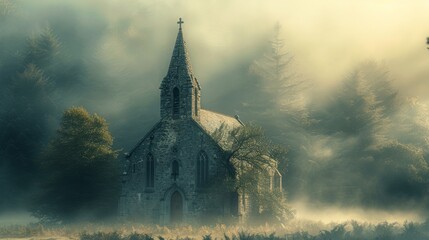 Fototapeta premium Church Standing in Field