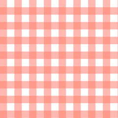 Gingham pattern seamless Plaid repeat in peach and white. Design for print, tartan, gift wrap, textiles, checkered background for tablecloth