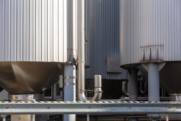 Brewery silos or tanks typically use for storing barley or fermented beer.