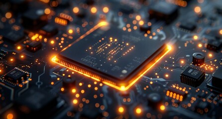 Fototapeta na wymiar abstract futuristic technology background - glowing neon circuit board. high - tech circuit board with high - tech texture.