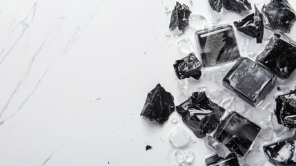 black ice cubes.