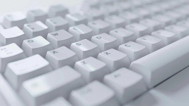a white keyboard. top view. plain background