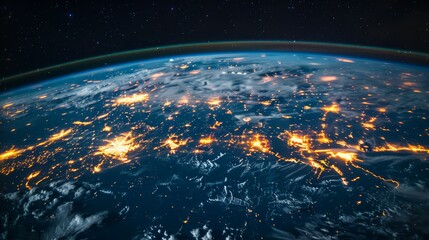 Earth Illuminated at Night From Space